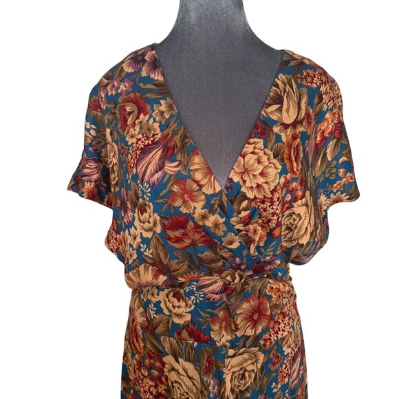 Jeffrey & Dara Vintage Floral Wrap Maxi Dress  Size 11/12 - Picture 2 of 8